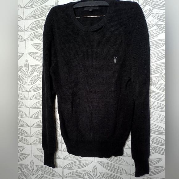 All Saints Rias Sweater Black Distressed Designer Street Edgy Academia Grunge - Picture 7 of 7